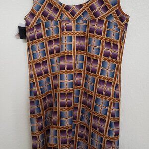 Anna Sui Blue/purple/orange Shift Dress size 10